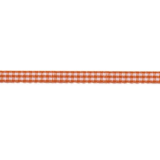 Dekorbånd - Oransj og hvit rutet bånd, 5 mm