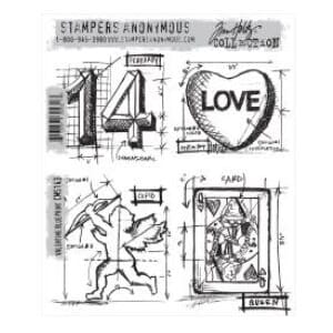 Tim Holz: Valentine Blueprint - Large Cling Rubber Stamp Set