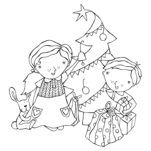 Kaboks - To Barn og Juletre Clear Stamps