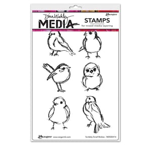 Dina Wakley - Scribbly Small Birdies Media Cling Stamps