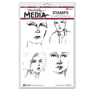 Dina Wakley - Sketched Faces Media Cling Stamps