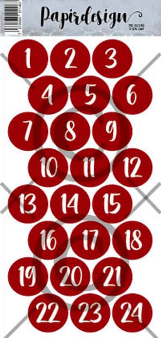 Papirdesign - Runde klistremerker 1-24 Rød klistremerker