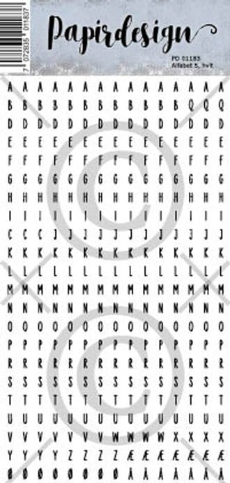 Papirdesign - Lite alfabet 5, hvit klistremerker