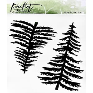 Picket Fence - Tall Christmas Trees 6x6 Inch Stencil