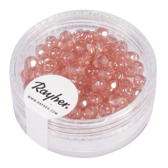 Glassperle fasettslipt 4mm ø - Lyserosa irridesent