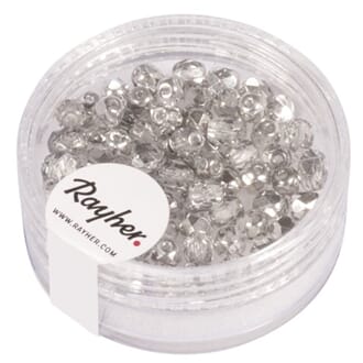 Glassperle fasettslipt 4mm ø - Silver