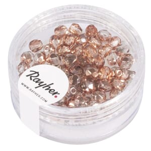 Glassperle fasettslipt 4mm ø - Copper, 100 stk