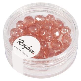 Glassperle fasettslipt 6mm ø - Rose