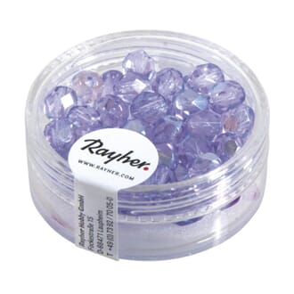Glassperle fasettslipt 6mm ø - Lilac Irridescent, 50 stk