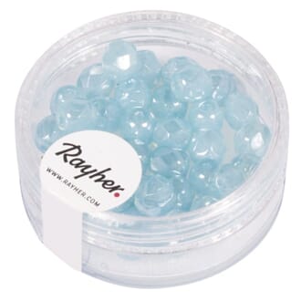 Glassperle fasettslipt 6mm ø - Light Blue, 50 stk