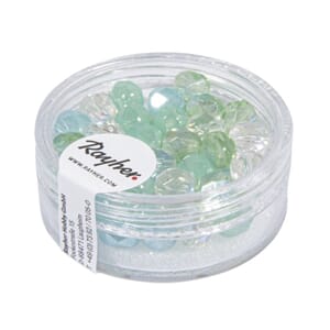 Fasetterte glassperle, 6 mm ø, iridescent, Mintgreen, 50 stk