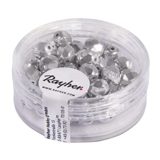 Glassperle fasettslipt 6mm ø - Brilliant Silver