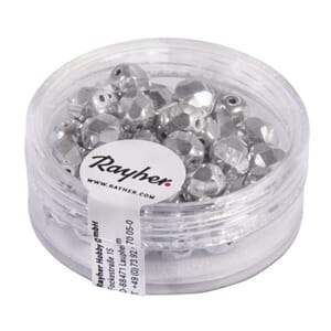 Glassperle fasettslipt 6mm ø - Brilliant Silver
