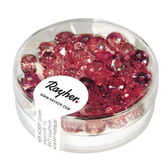 Glassperle fasettslipt 6mm ø - Ruby - Iriserende