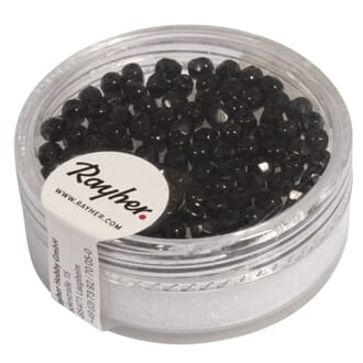 Glassperle fasettslipt 3mm ø - Black - Ikke iriserende