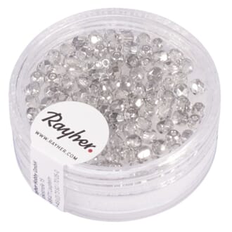 Glassperle fasettslipt 3mm ø - Silver Iriserende