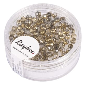 Glassperle fasettslipt 3mm ø - Gold Iriserende