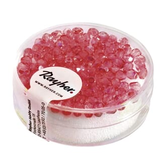 Glassperle fasettslipt 3mm ø - Ruby - Iriserende