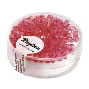 Glassperle fasettslipt 3mm ø - Ruby - Iriserende