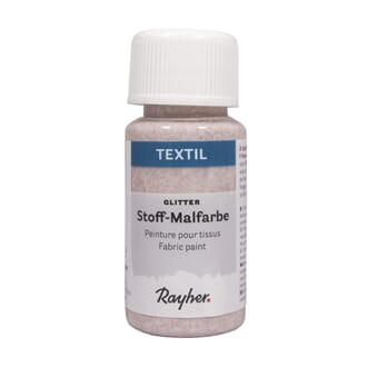 Tekstilmaling - Rosa glitter, flaske 50 ml