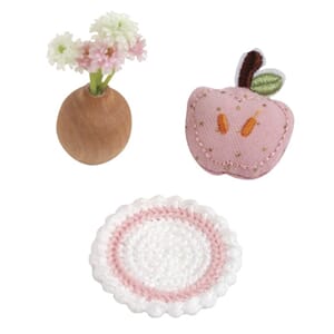 Miniatyr - Eplepute, duk & blomstervase sett
