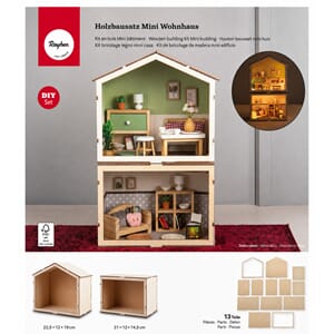 Byggesett - Mini hus, str 22,5x12x19 + 21x12x14,5 cm