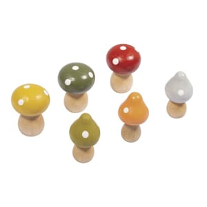 Miniatyr - Sopper av tre, ass.design, 6 stk