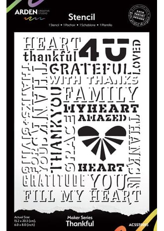 Arden - Maker Series 6x8 Inch Stencil Thankful