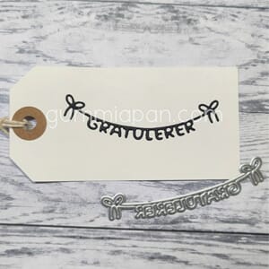 Gummiapan - Gratulerer på tråd dies, str 68x13 mm