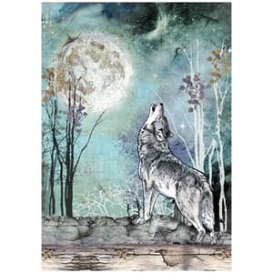 Stamperia - Cosmos A4 Rice Paper Wolf and Moon