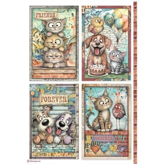 Stamperia - Furry Friends 2 A4 Rice Paper Cards