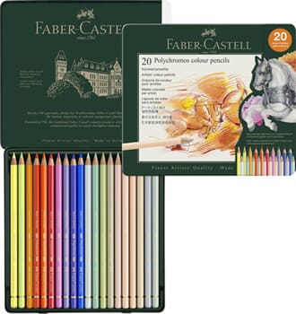 Faber Castell - Coloured Pencils Polychromos Tin, 20 stk