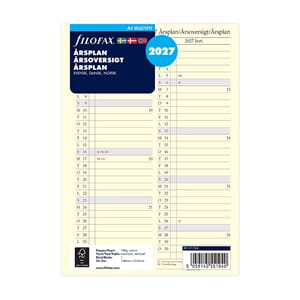 Filofax - Refill, Årsplan, str A5, 2027