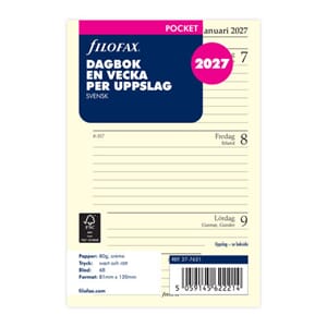 Filofax - Refill En uke pr oppslag, POCKET 2027