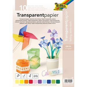 Folia - Transparentpapir, A4 mixpakke, 115 gram, 10 ark