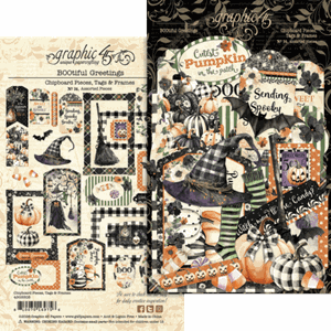 Graphic 45 - BOOtiful Greetings Chipboard Pieces, Tags & Fra