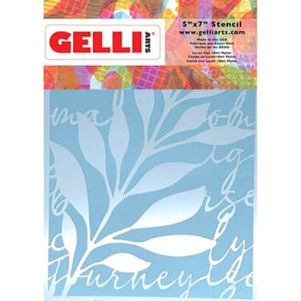 Gelli Arts - Leaves & Script 5.25x7.25 Inch Stencil by Giova