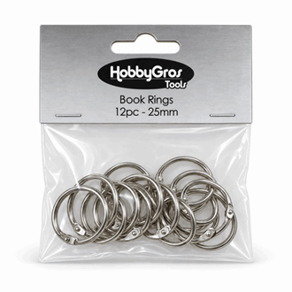 HobbyGros - Book Rings, str 25mm, 12 stk