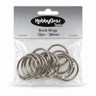 HobbyGros - Book Rings, str 38mm, 12 stk