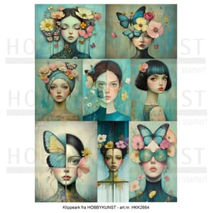Klippeark - Artsy damer, str A4, 8 motiver