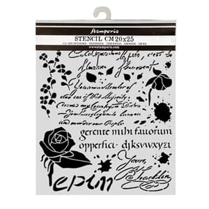 Stamperia - Flowers and Poems Thick Stencils 20x25cm Latin I