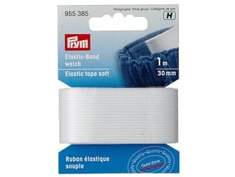 Prym - Hvit Elastisk strikk, soft, str 30 mm x 1 m