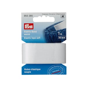 Prym - Hvit Elastisk strikk, soft, str 30 mm x 1 m