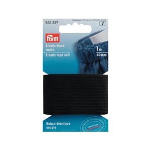 Prym - Sort Elastisk strikk, soft, str 40 mm x 1 m