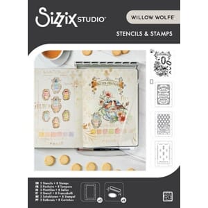 Sizzix - Studio Clear Stamps w/ Stencils Birds and Biscuits