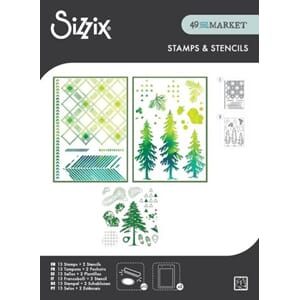 Sizzix - Clear Stamps Set w/ Stencils Set Outdoor Essentials