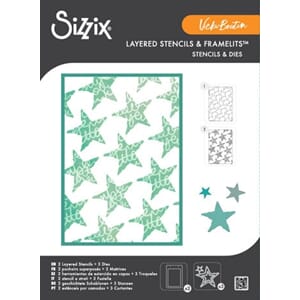 Sizzix - Script Layering Stars Stencil A4 w/ Framelits Die