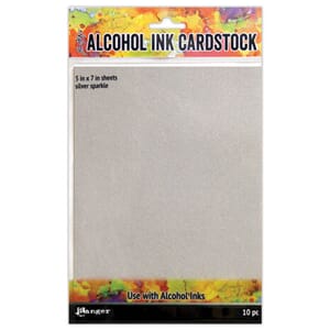 Tim Holtz - Alcohol Ink Cardstock Silver Sparkle, 10/Sheets