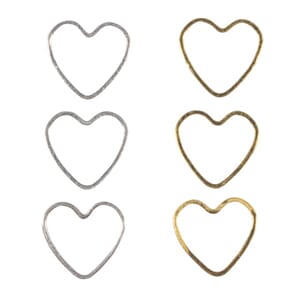 Metall deler - Hjerte i gull & sølvfarget metall, 4 stk