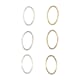 Metall deler - Oval ring i gull & sølvfarget metall, 6 stk